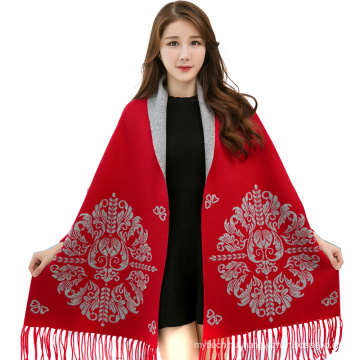 2017 winter solid color fake cashmere jacquard sleeve shawl india pashmina scarves pashmina ponchos